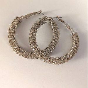 Crystal encrusted hoop earrings